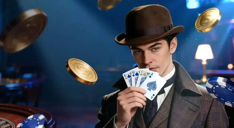 Elitespin host in a fedora holding playing cards