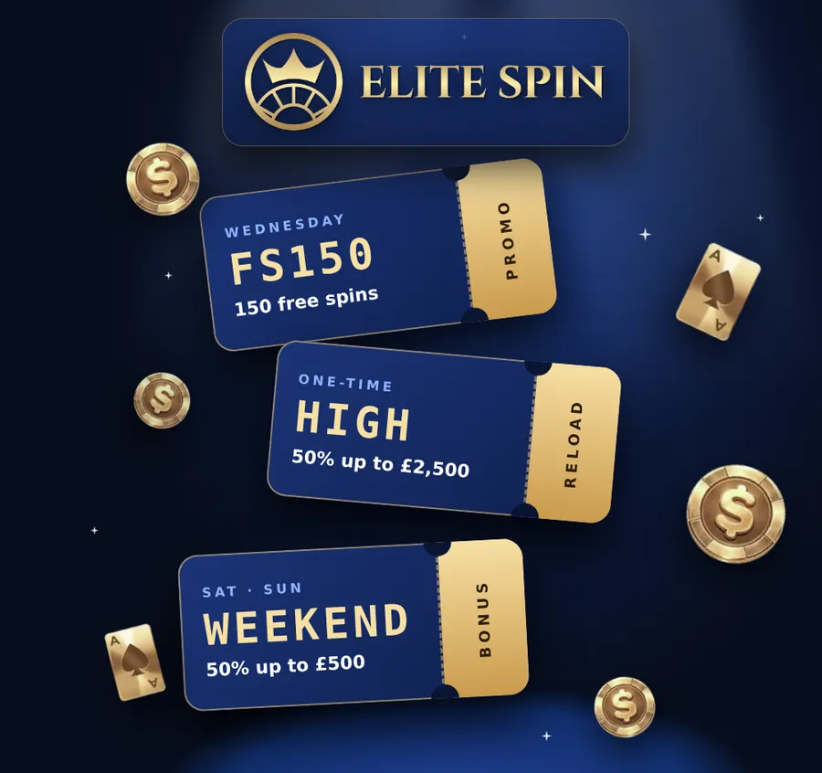 Elitespin bonus tickets FS150, HIGH and WEEKEND with gold coins
